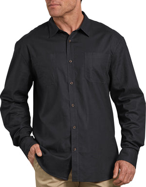 Dickies Long Sleeve Solid Cotton Shirt, Stonewashed Black